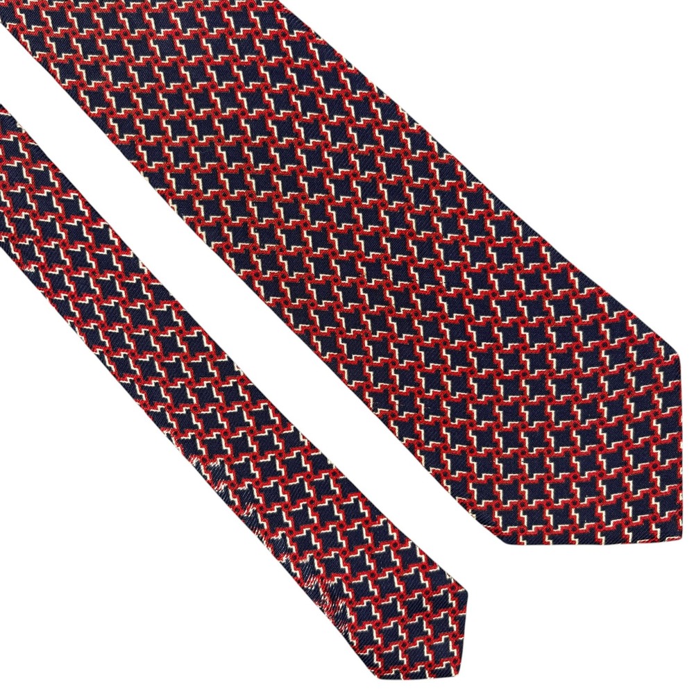 Stefano Ricci 100% Silk Tie Red White Blue Houndstooth Necktie Italy 3.75x62"